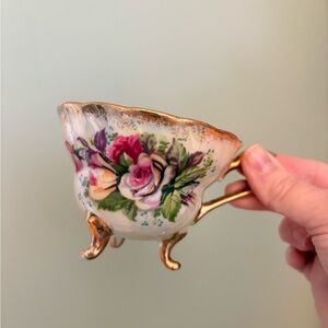 Vintage Floral Gold-Trimmed Teacup
